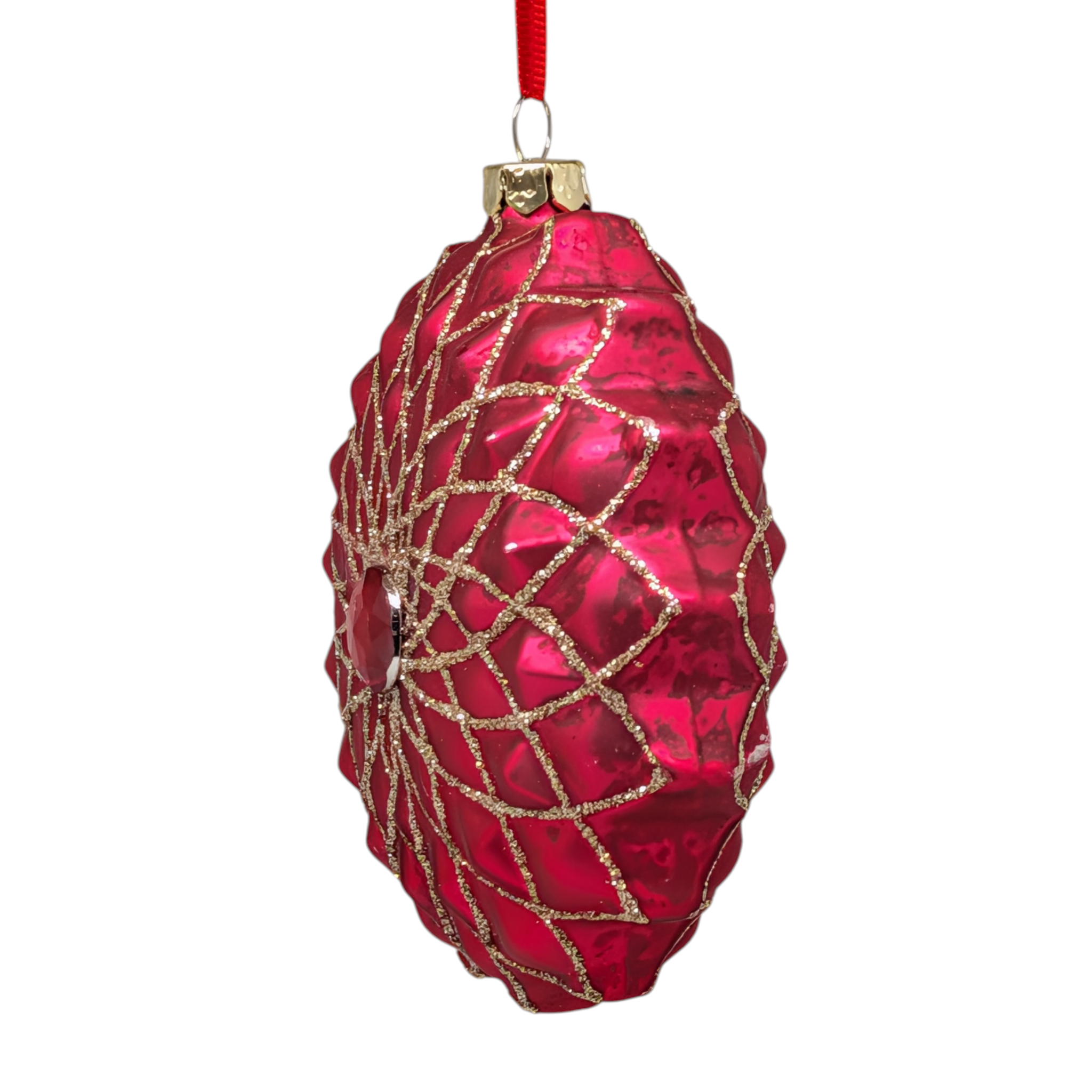Red Mosaic Reindeer Glass Ornament