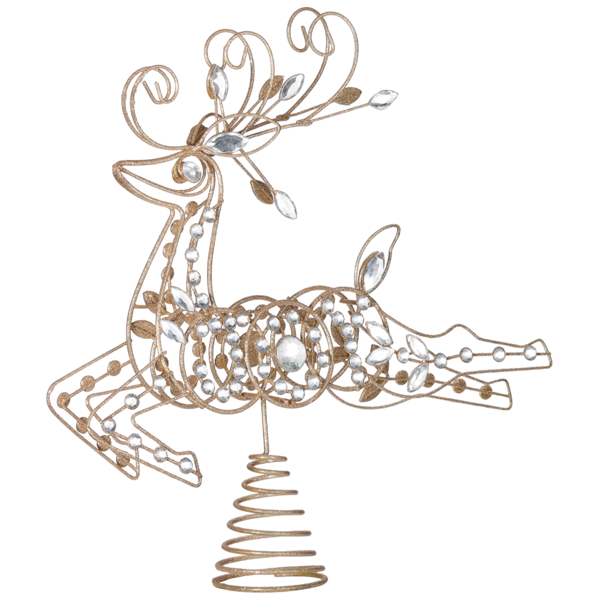 Crystal & Wire Reindeer Treetopper - 13 Inch