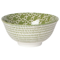 Stamped Pattern Bowl - 6" Green Ring by Homeportonline