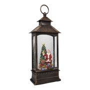 Lighted Spinning Waterglobe Lantern - Santa Delivering Gifts