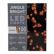 Jingle Bright 100 LED Light Set - Orange - Green Wire