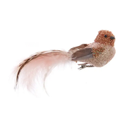 Pink Glittered Bird with Beaded Head – Two by Seven Inches