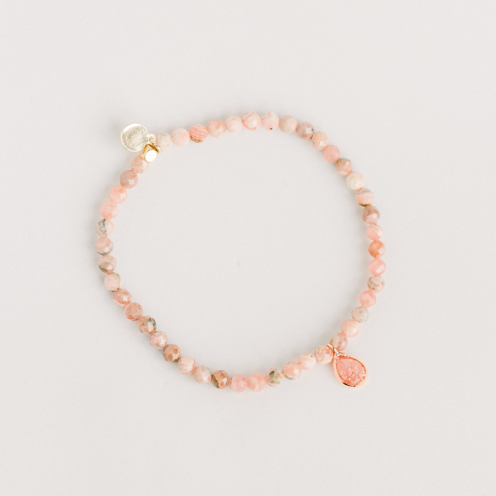 Posh Mini Beaded Bracelet | Pink Rhodochrosite by elliparr