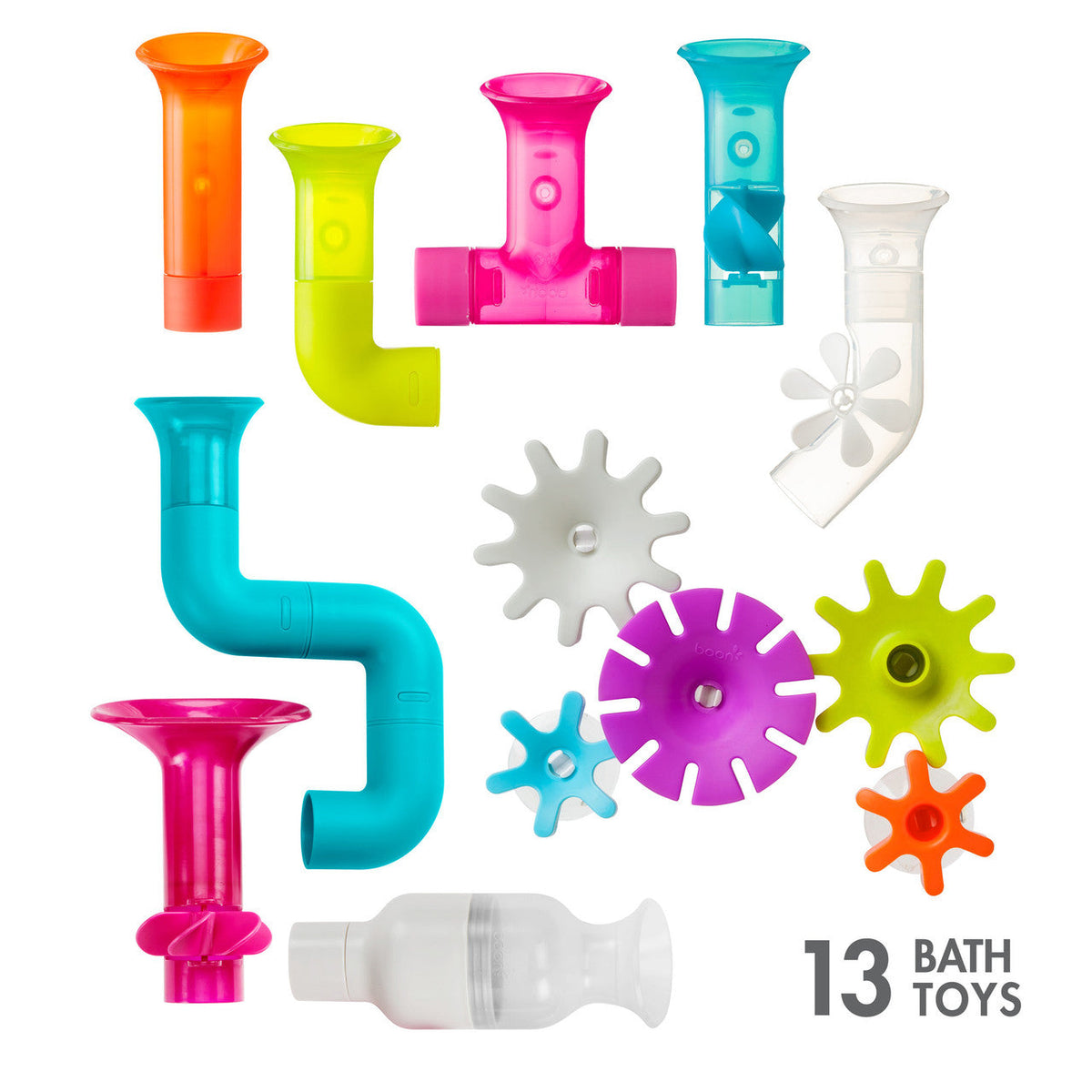 Pipes & Cogs & Tubes | 13 Piece Bath Toy Bundle