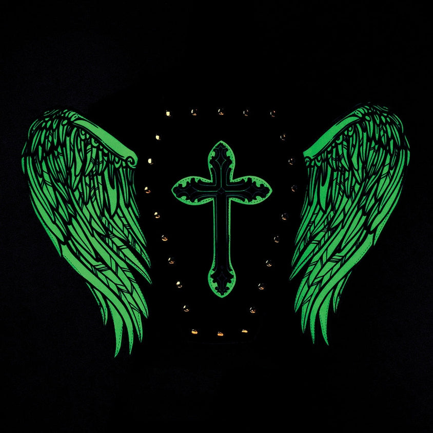 Glow In The Dark Coffin Bag With Angel Wings