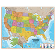 Hemispheres Blue Ocean Series USA Laminated Wall Map  38  x 48