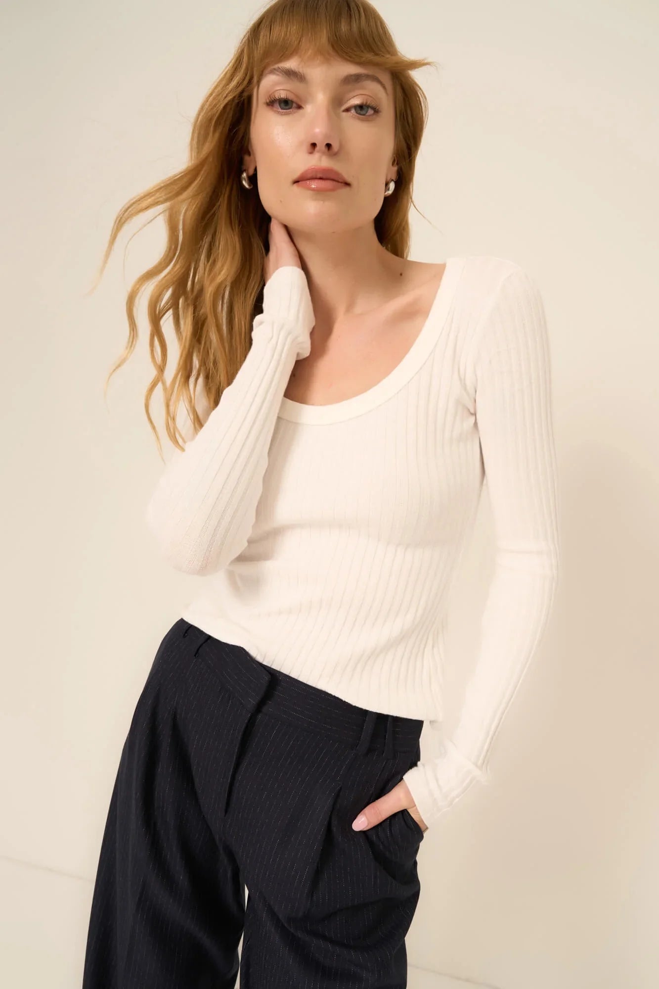 Project Social T What's The Scoop Long Sleeve White by Dear Lucy