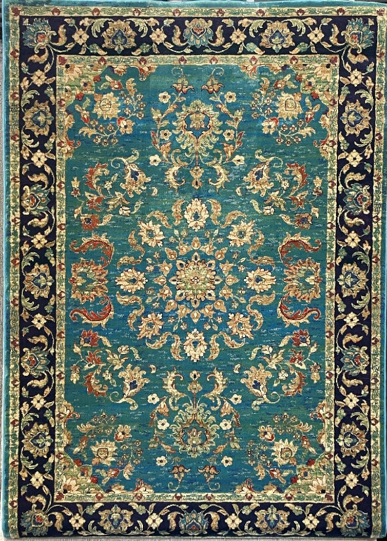 Mardi Gras Promenade Rug Aqua 5'3" x 7'1" by Homeportonline