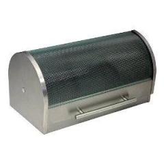 Bread Box - Stainless Steel With Glass Roll Top by Homeportonline