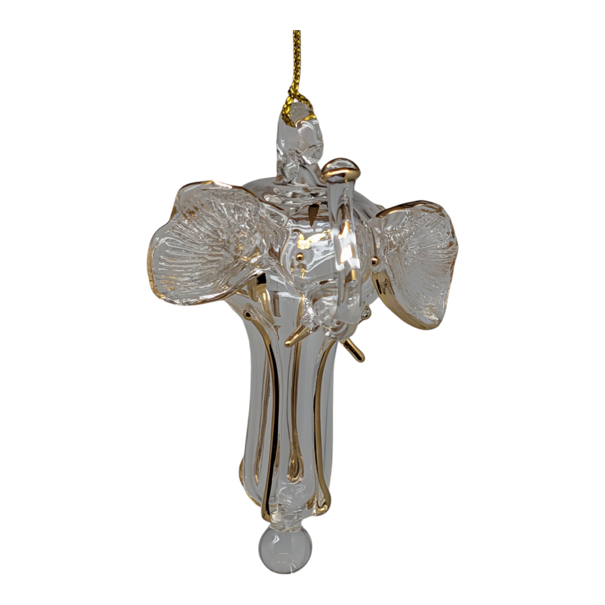 Clear and Gold Elephant Ornament
