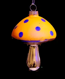 Orange Glow-In-The-Dark Glass Mushroom Ornament