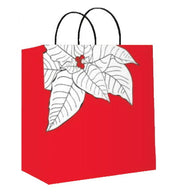 Kraft Jumbo Square Christmas Gift Bag - Poinsettia