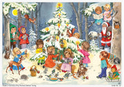 Glittered Advent Calendar - Children Decorating the Tree