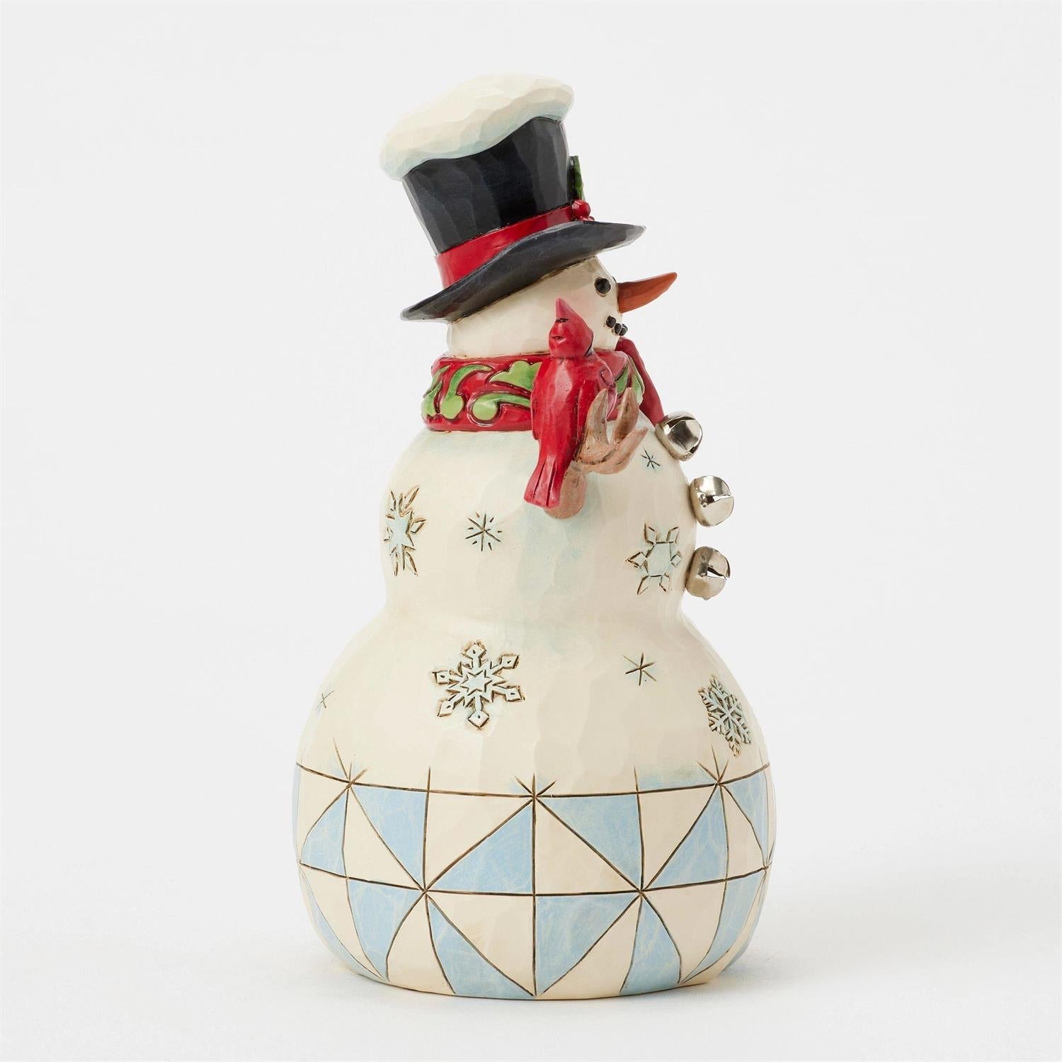Snowman with Cardinal and Twig Figurine