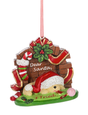 Santa Puppy Ornament - Dear Santa I Tried..