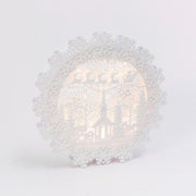 Lighted Spinning Water Globe Snowflake Wreath