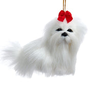 Furry Dog Ornament - Maltese