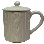 White Knit-Look Mug With Lid