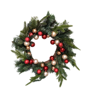 Pine Wreath with Ornaments - 22 Inch
