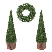 3 Piece Faux Boxwood Set