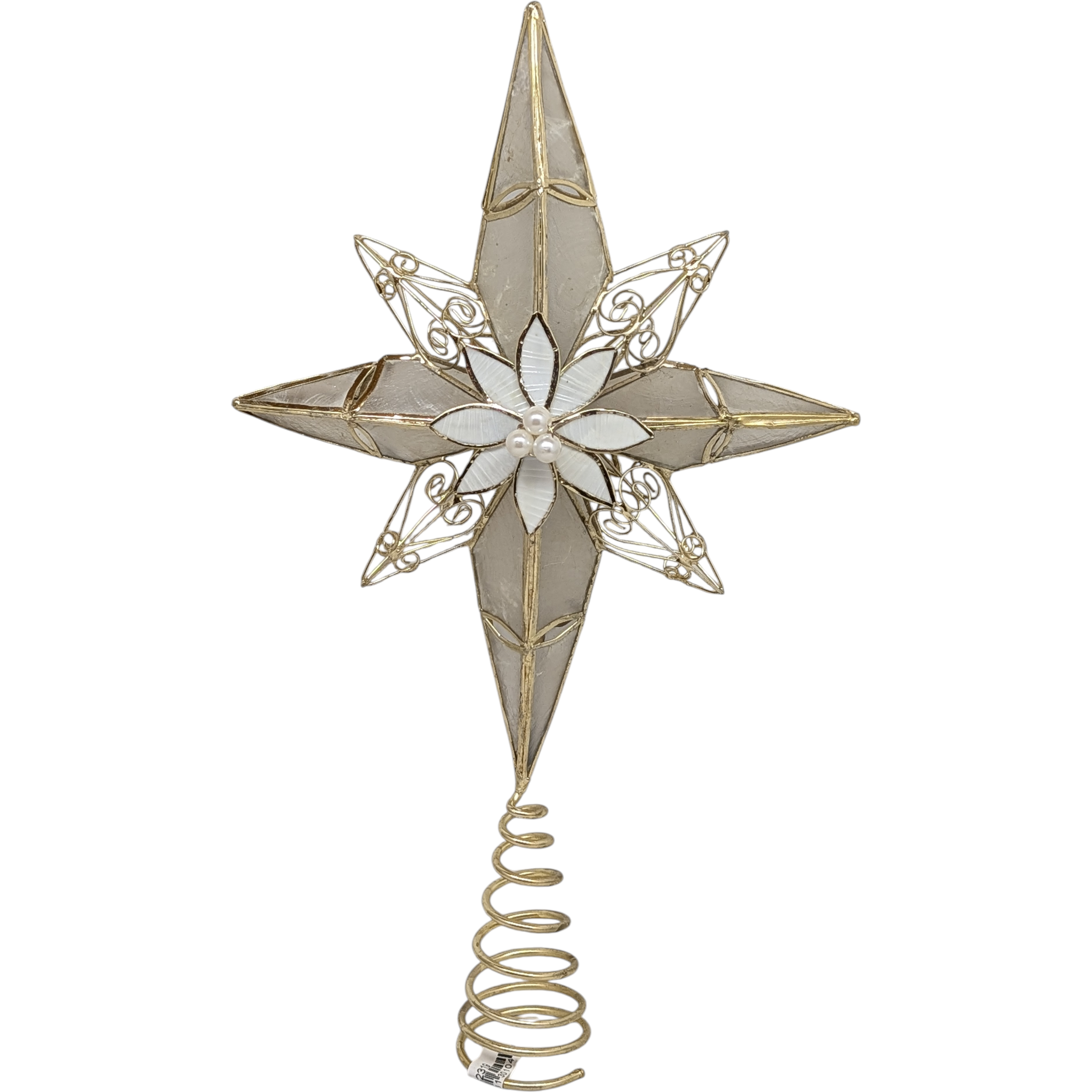 Gold Capiz 8-Point Star Tree Topper - 12 Inch