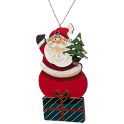 Father Christmas & His Evergreen Gift: Hand-Painted Plywood Ornament