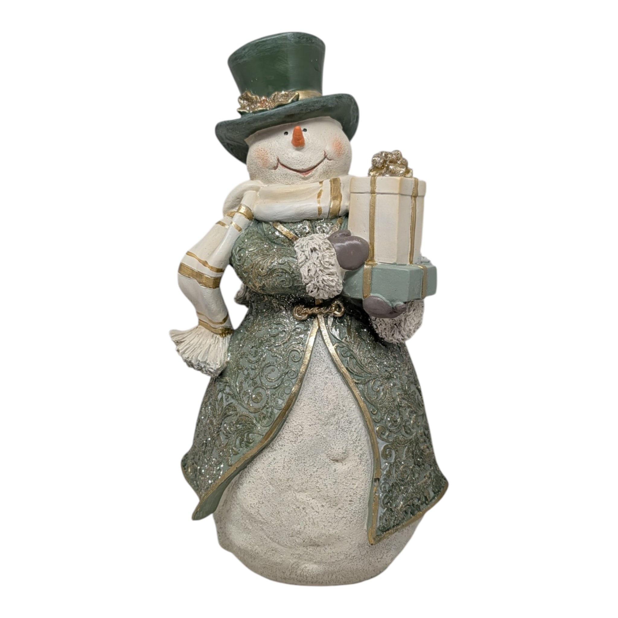 Elegant Snowman with Gifts Resin Figurine