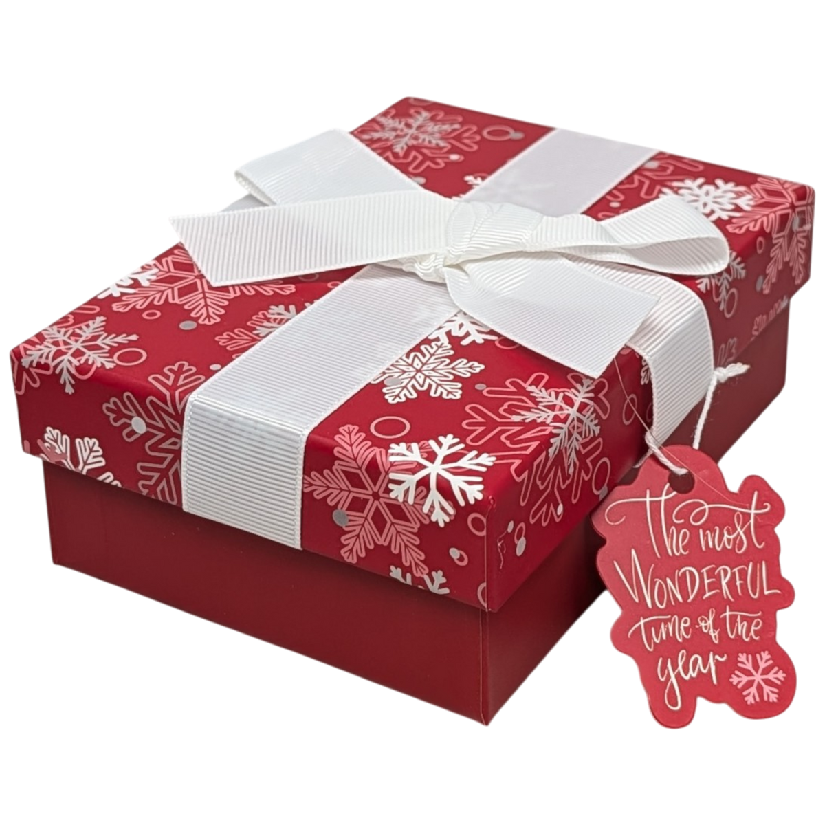 Gift Box for Gift Cards - 5" x 3.75" - Red Snowflake & Cream