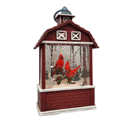 Lighted Barn Spinning Waterglobe - Cardinals