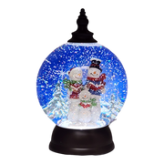 Lighted Spinning Water Globe - Caroling Snowman Family