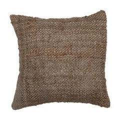 Throw Pillow - Square Woven Jute & Cotton 20" Natural by Homeportonline