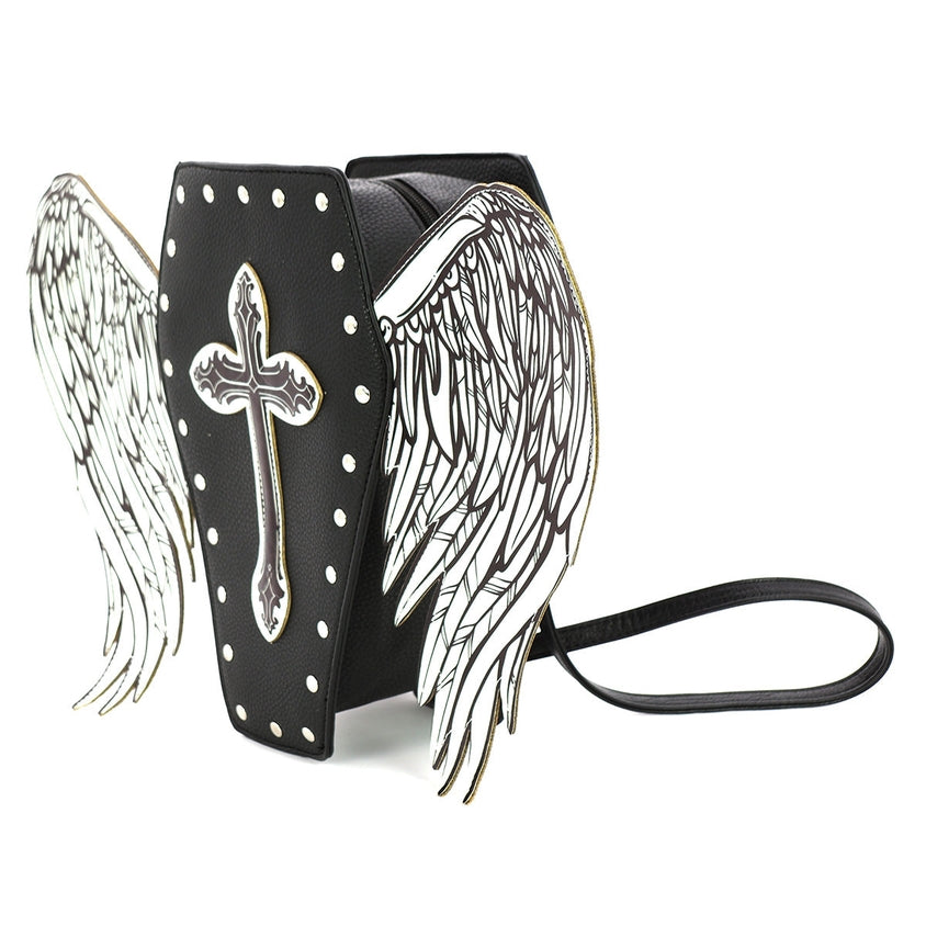 Glow In The Dark Coffin Bag With Angel Wings