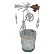 Starry Sky Rotating Candle Holder - Silver with Santa Dangles