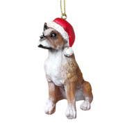 Dog in a Santa Hat Ornament - Pit Bull