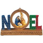 Lighted NOEL Tabletop Holy Family Nativity Scene