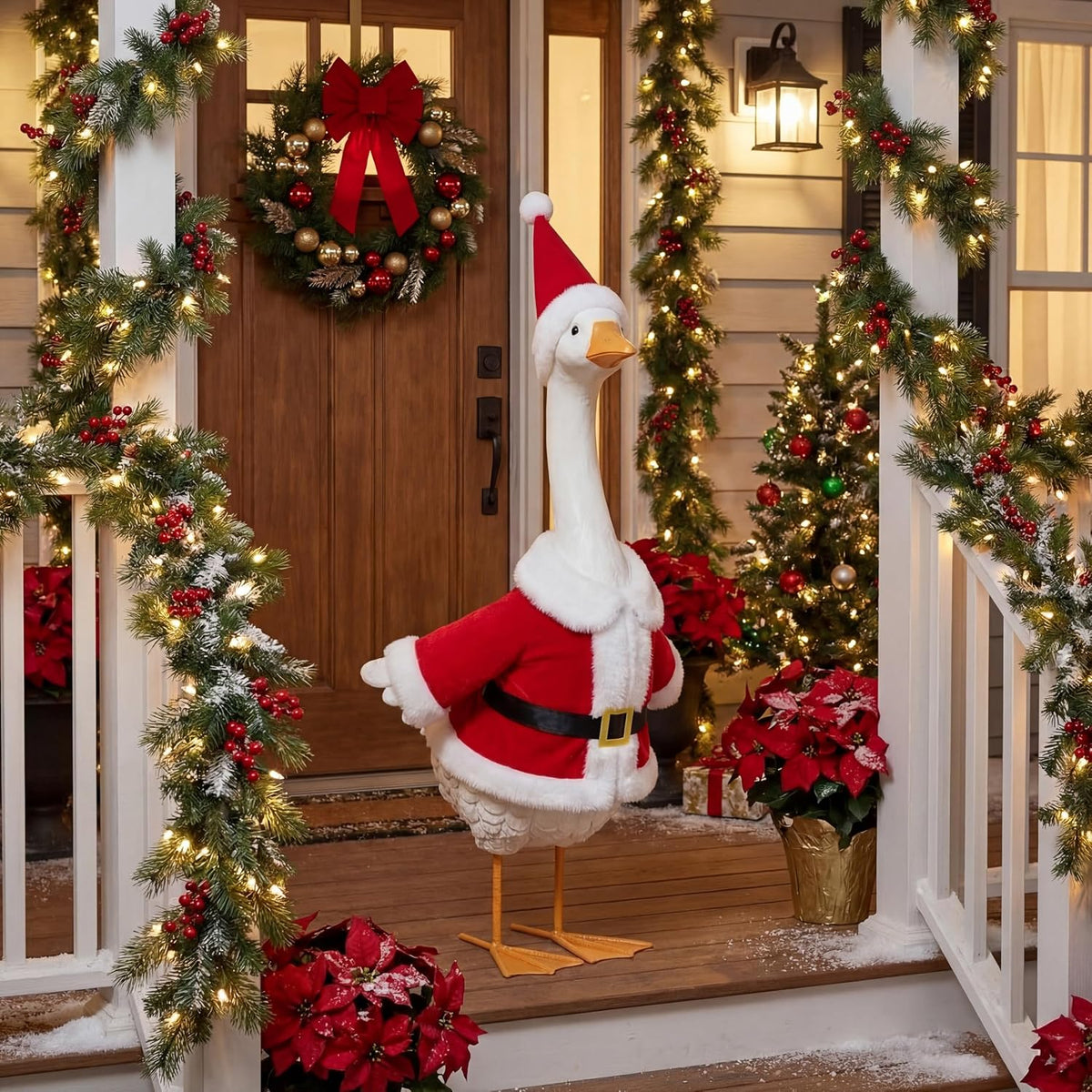 The Festive Porch Goose with Six Seasonal Outfits - 24 Inches Tall