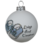 Baby's First Christmas Keepsake Glass Ornament - Blue Booties