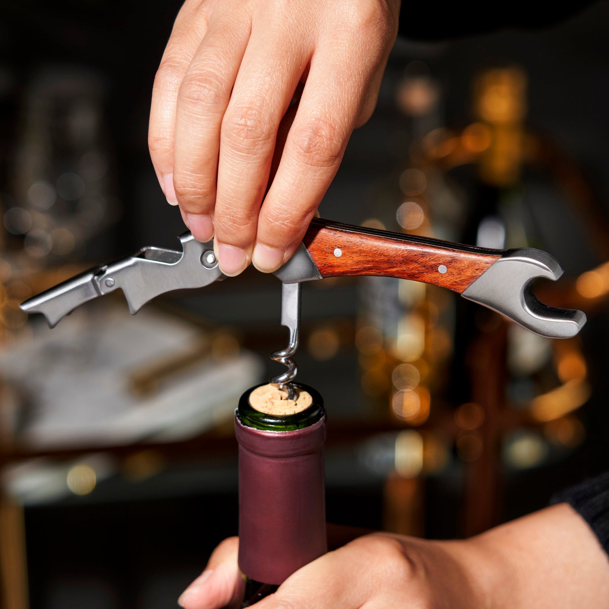 Viski Admiral Double Opener Corkscrew in Stainless Steel by Homeportonline