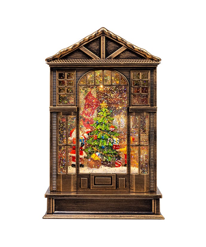 Water Lantern With Santa and Christmas Tree