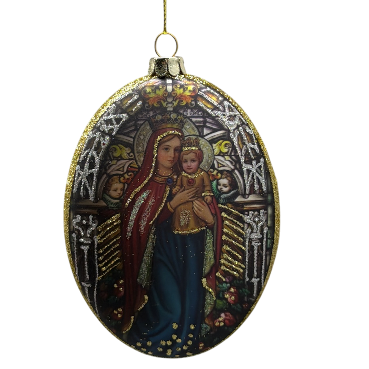 Stained Glass Style Holy Family Mary and Jesus Ornament