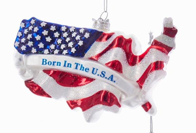 Glass America Stars and Stripes Ornament - Land Of The Free Thanks To The Brave