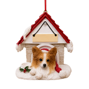 Ceramic Doghouse Ornament - Papillon