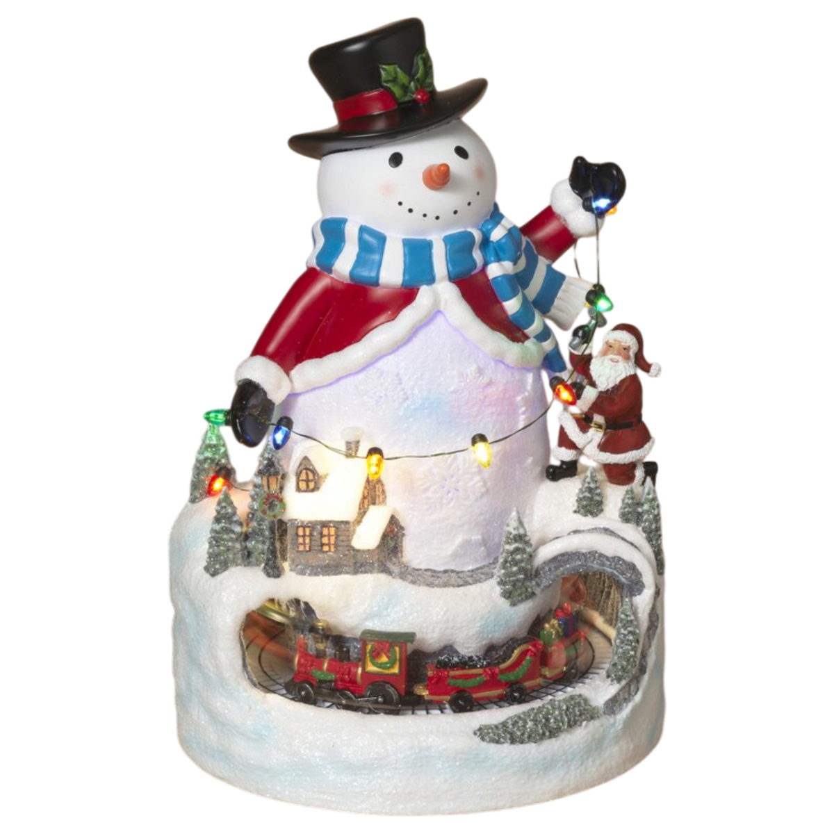 Lighted Musical Holiday Snowman with Moving Train