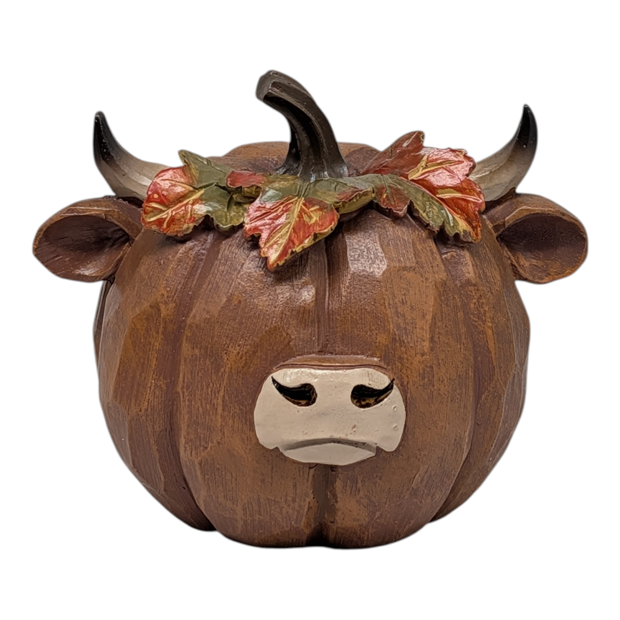 Resin Pumpkin Highland Cow Figurine -