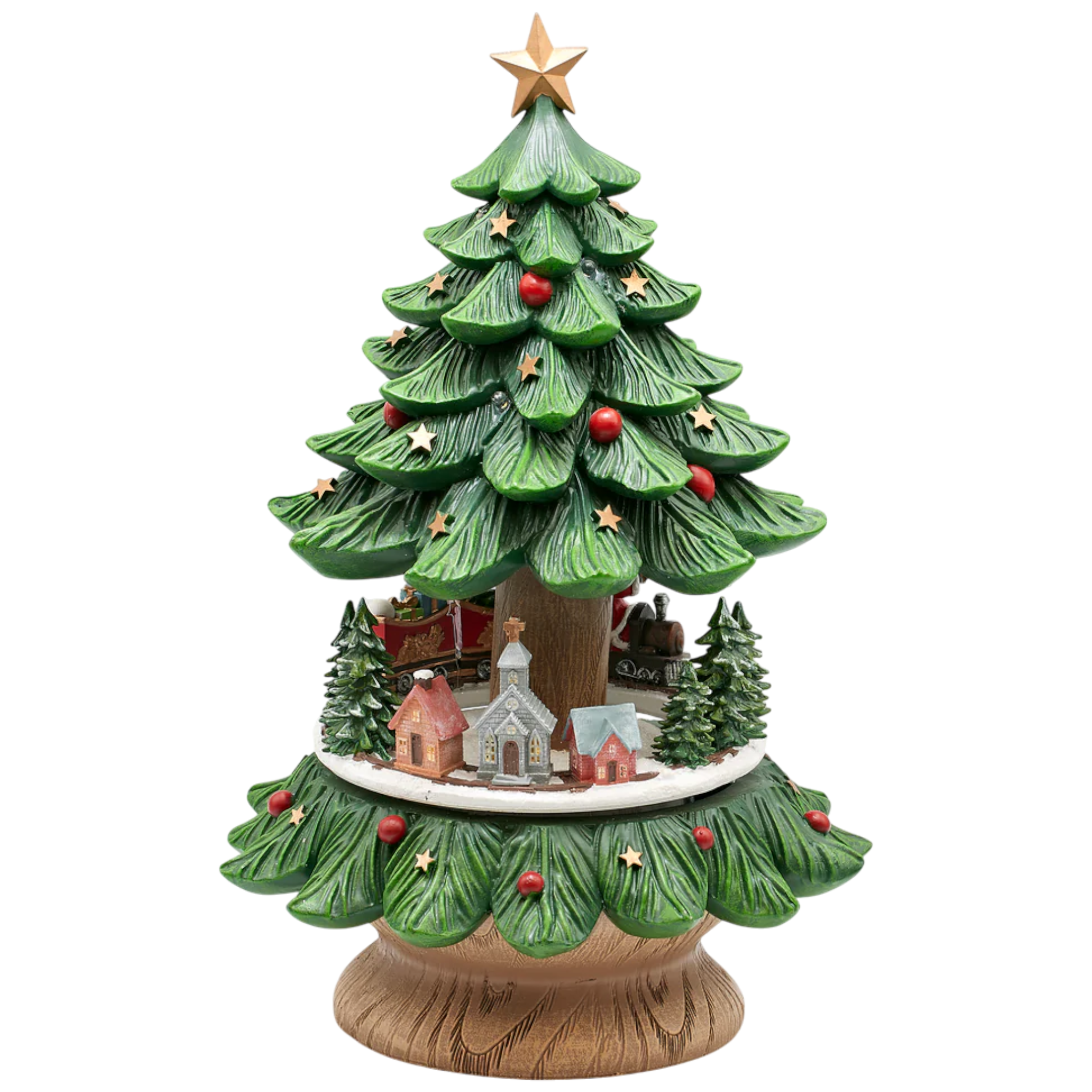 Musical Christmas Tree with Rotating Santa Train – 14 Inch