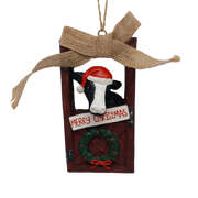 Christmas Cow at the Barn Door Ornament