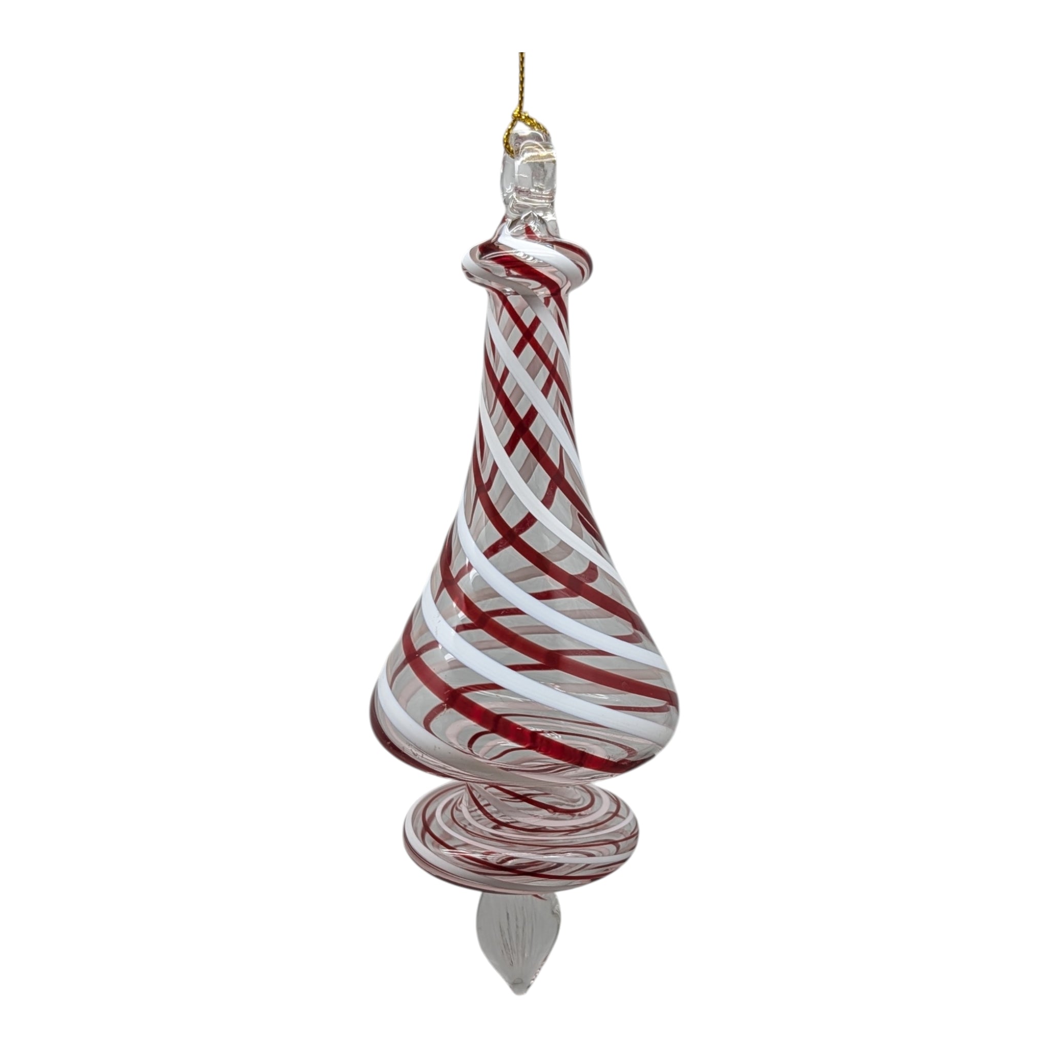 Peppermint Striped Cone Glass Ornament