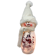 Lighted Snowman Lamp - Snow Family - 8 Inches tall