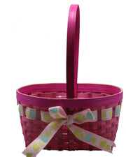 Easter Oval Bamboo Baskets - Medium Pink