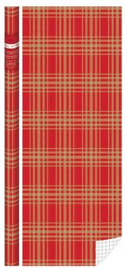 Foil Embossed Kraft Roll Wrap - 30" x 120" - Red Plaid